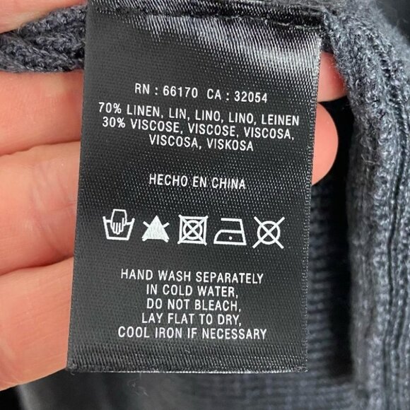 Anthropologie Linen Ruffle Back Tiered Open Cardigan Navy Blue Size XS Boho Knit - Picture 7 of 11